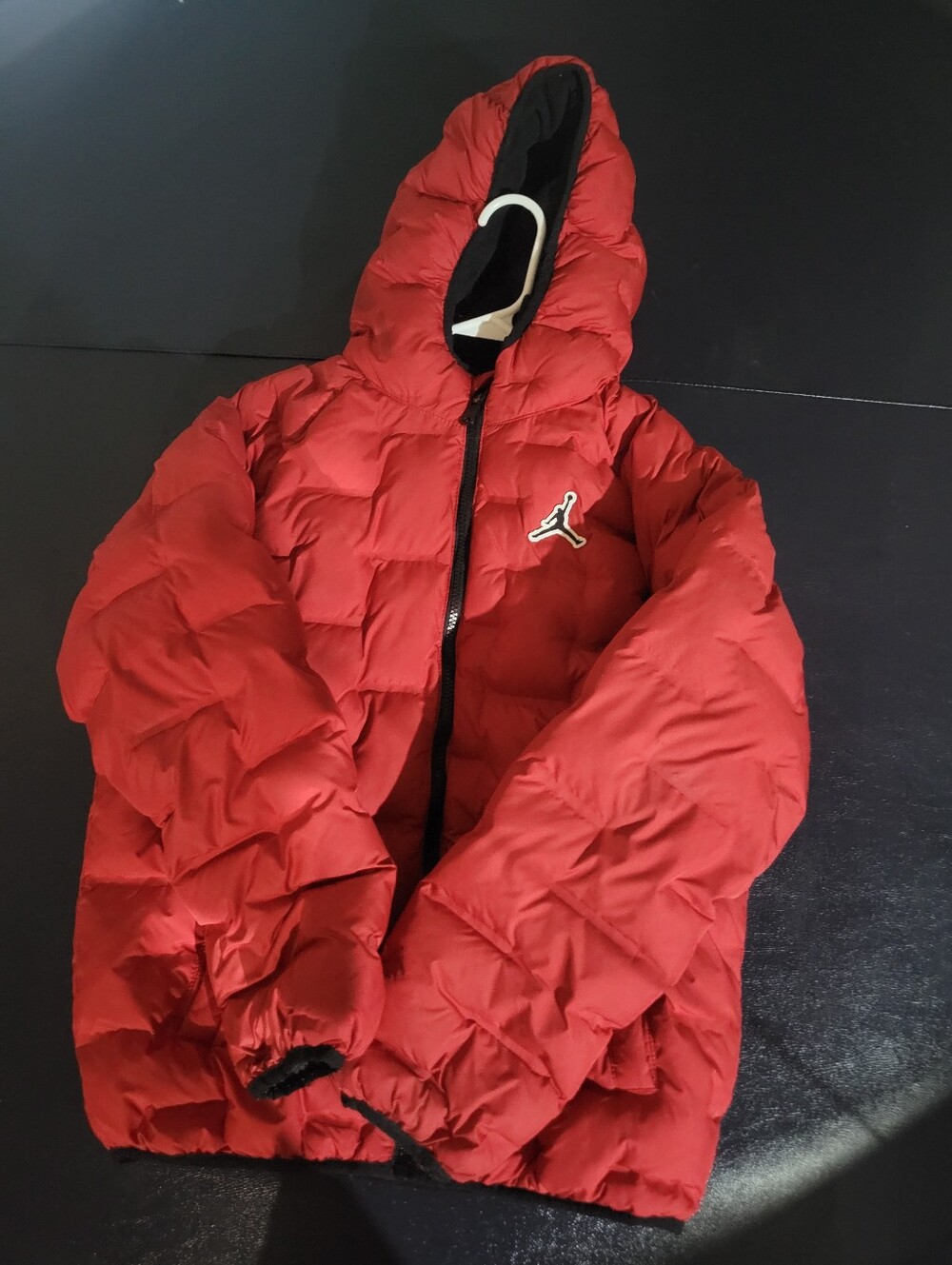 Jordan Red Quilted Hooded Puffer Jacket